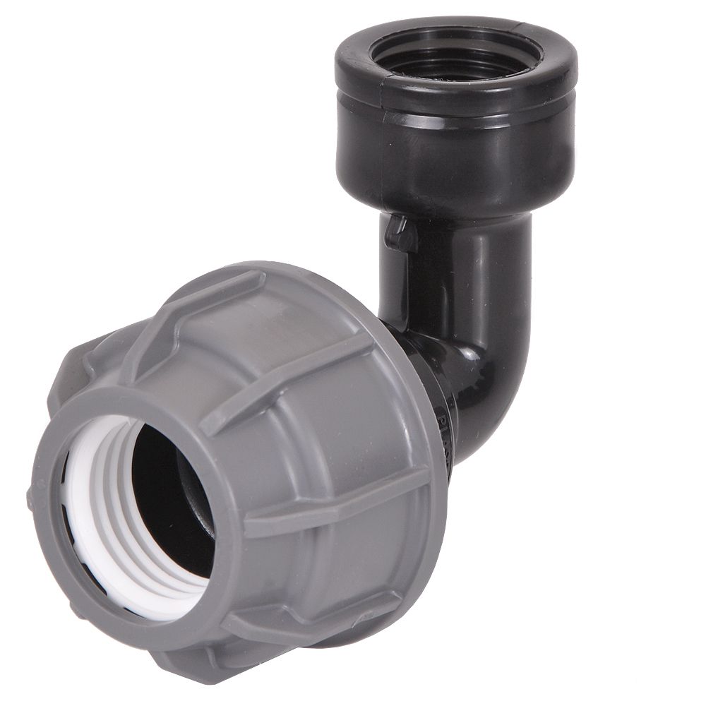 Plasson-Type MDPE Compression Female x Elbow Adaptor For MDPE Water Pipe 