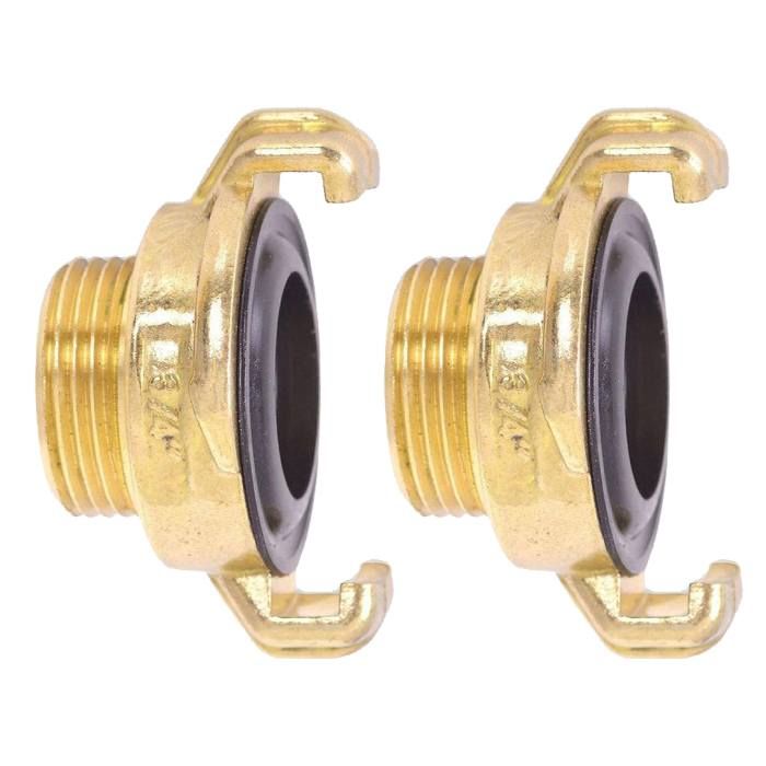 HydroSure Brass Claw Lock Male Threaded Coupling 3/4"/19mm - Pack of 2. Brass garden hose fitting with twist & lock connection. 