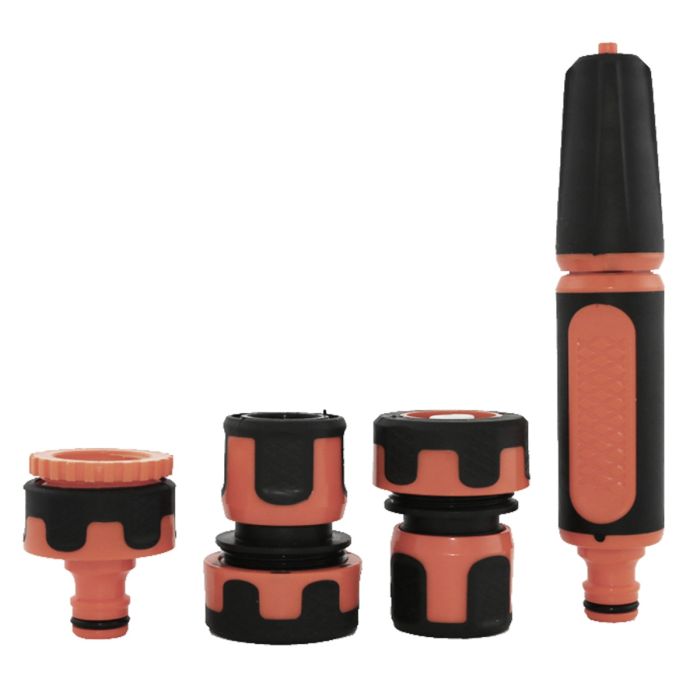 HydroSure Adjustable Hose Nozzle Starter Set - 19mm. A watering spray nozzle, hose fittings and tap connector set. Next-day delivery.
