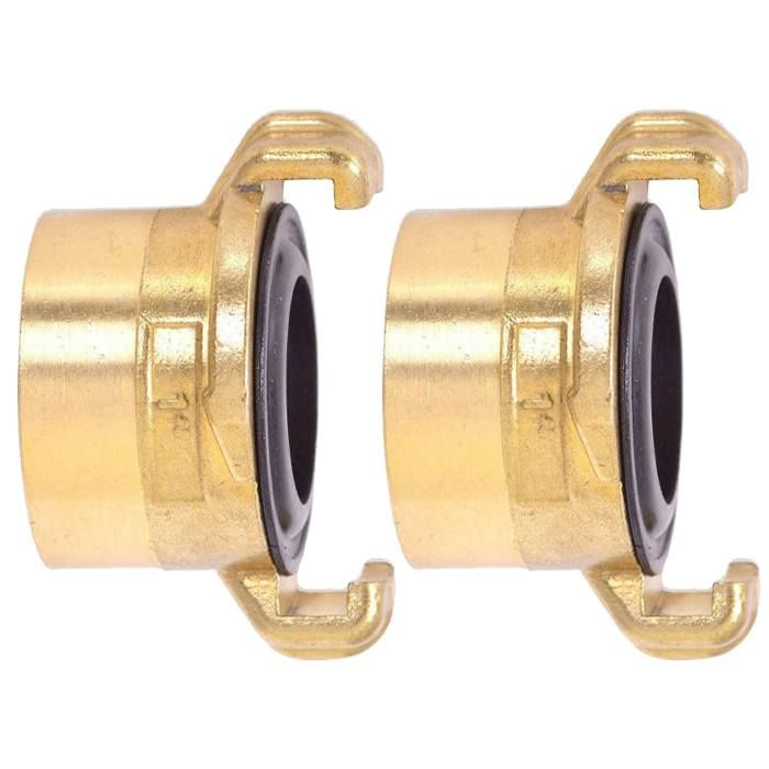 HydroSure Brass Claw Lock Female Threaded Coupling 1"/25mm - Pack of 2. Locking nubs ensure a quick fit connection between lengths of garden hoses.