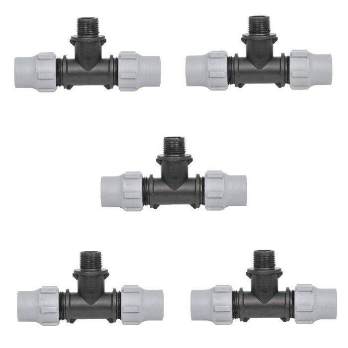HydroSure Nut Lock Tee - 18mm x 1/2&apos;&apos; BSP Male - Pack of 5
