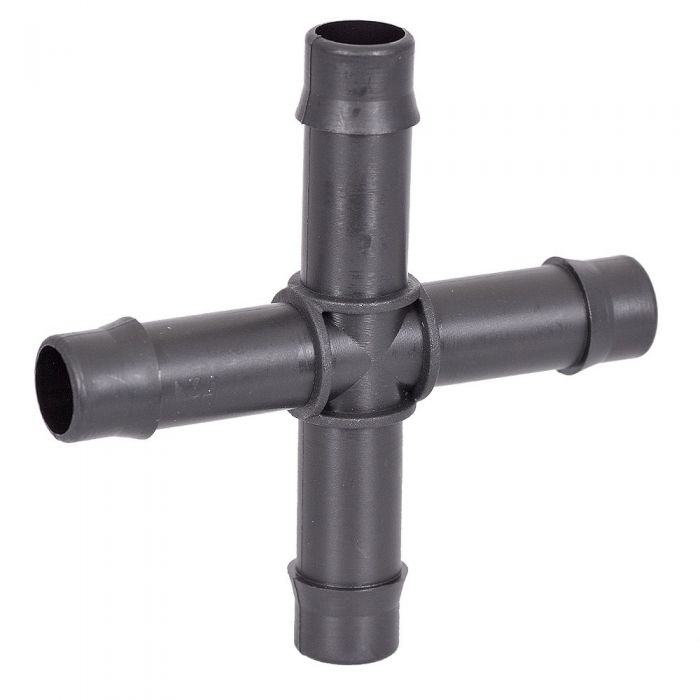 HydroSure Soaker Hose Barbed Cross Connector - 13mm - Black - Pack of 25