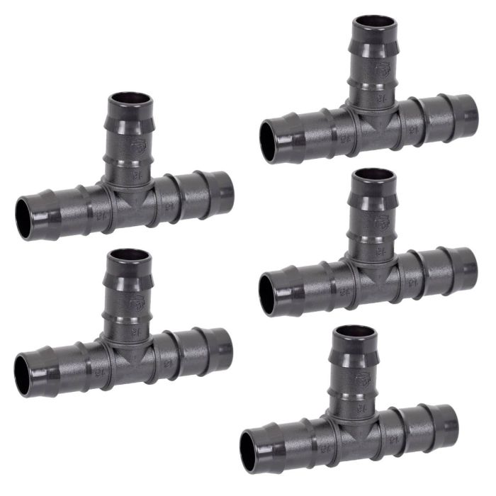 HydroSure Double Barbed Tee - 16mm - Black - Pack of 5