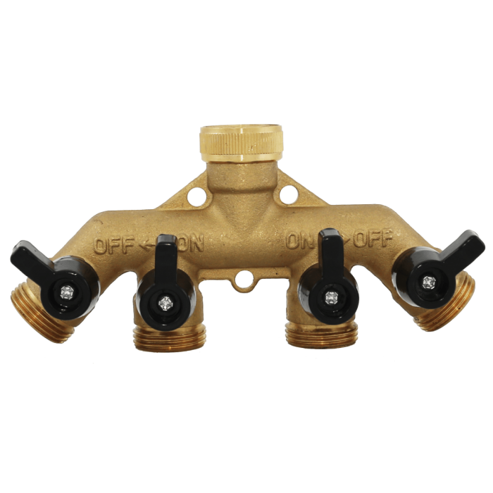 HydroSure Brass Four Way Water Distributor  3/4" Female. HydroSure Brass System – Unrivalled Quality Designed for Strength and Long Life.