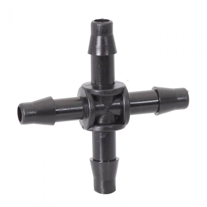 HydroSure Barbed Cross Connector - 4mm - Black - Pack of 10