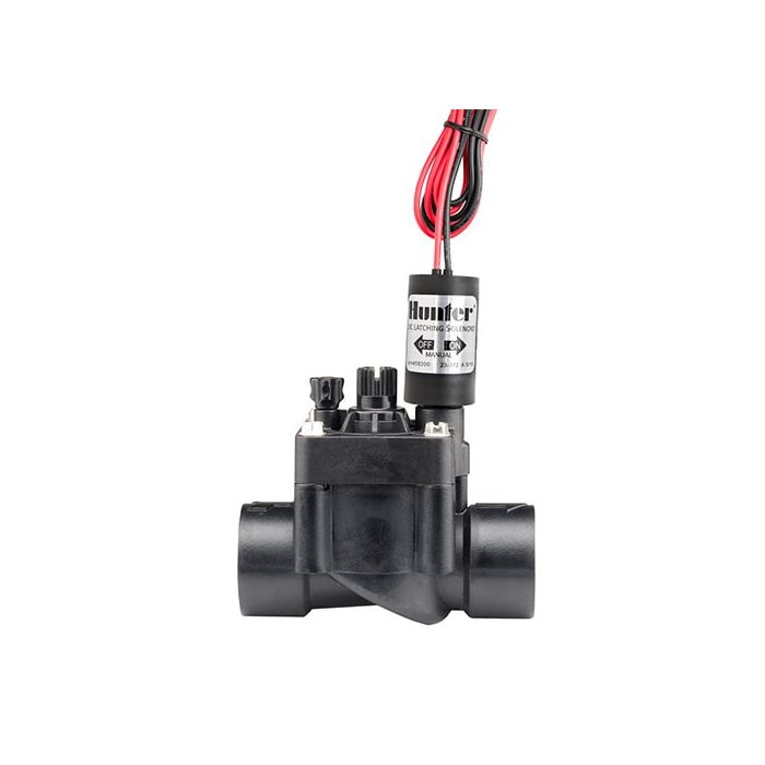 Hunter PGV 1" Female Threaded 9V Solenoid Valve with Flow Control, Arrives with a 9 Volt latching solenoid for use with Battery Powered Controllers.