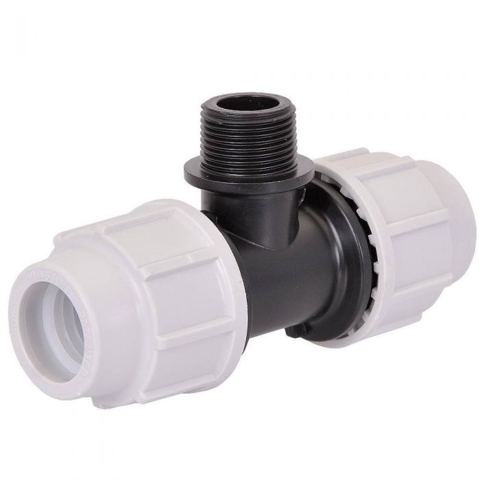 Plasson Mechanical Compression - 90 Degree Tee Male - 25mm x 1/2"