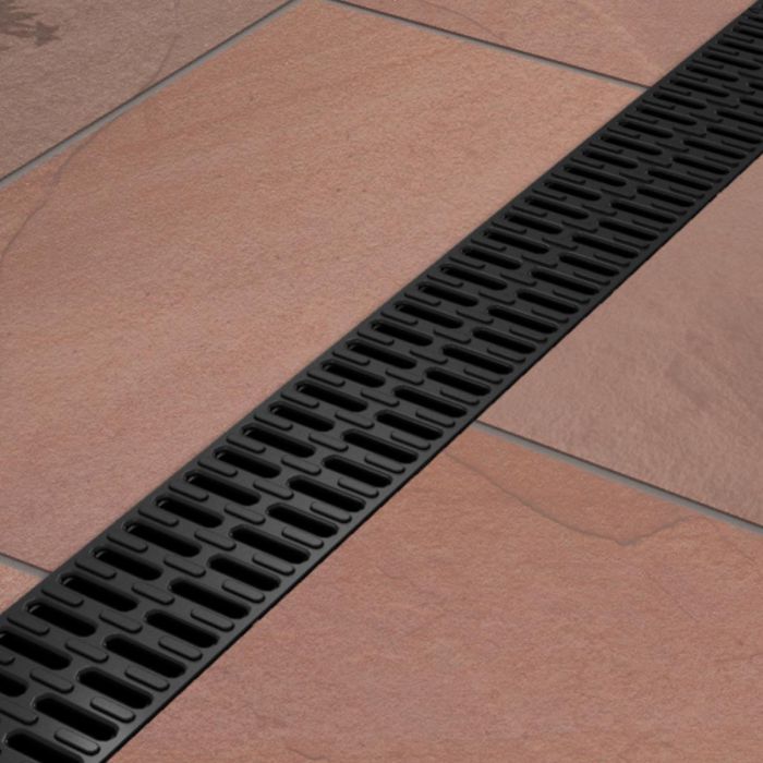 ACO Easyline H50 Drainage Channel with Black Plastic Grating 1m