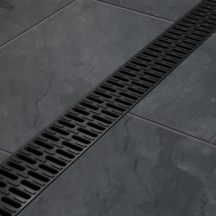 ACO Easyline H50 Drainage Channel with Black Plastic Grating 1m
