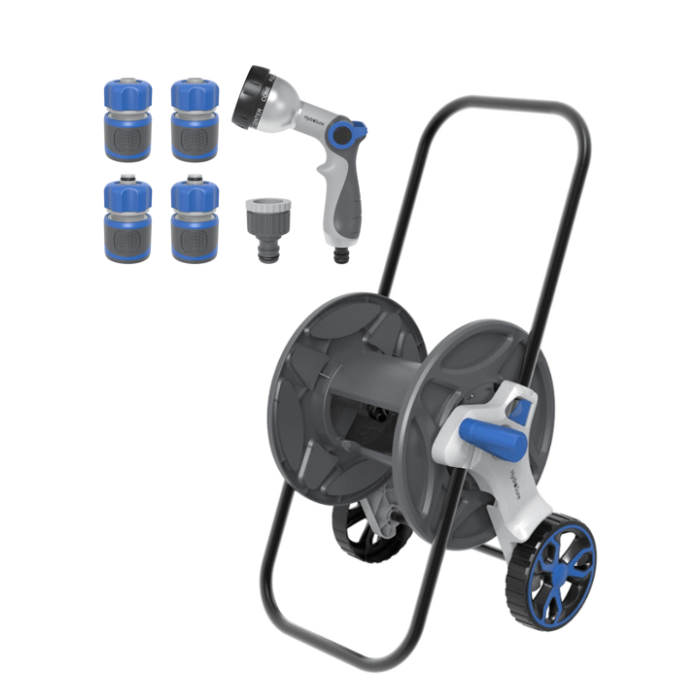 HydroSure 40m Hose Reel Cart. Complete with all the connectors you need to install to the hose cart to the existing hose.