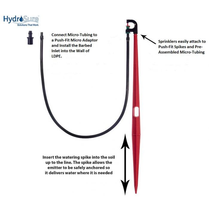 HydroSure 180° Push-Fit Micro Sprinkler - 105 L/h - 2m Radius - Pack of 10