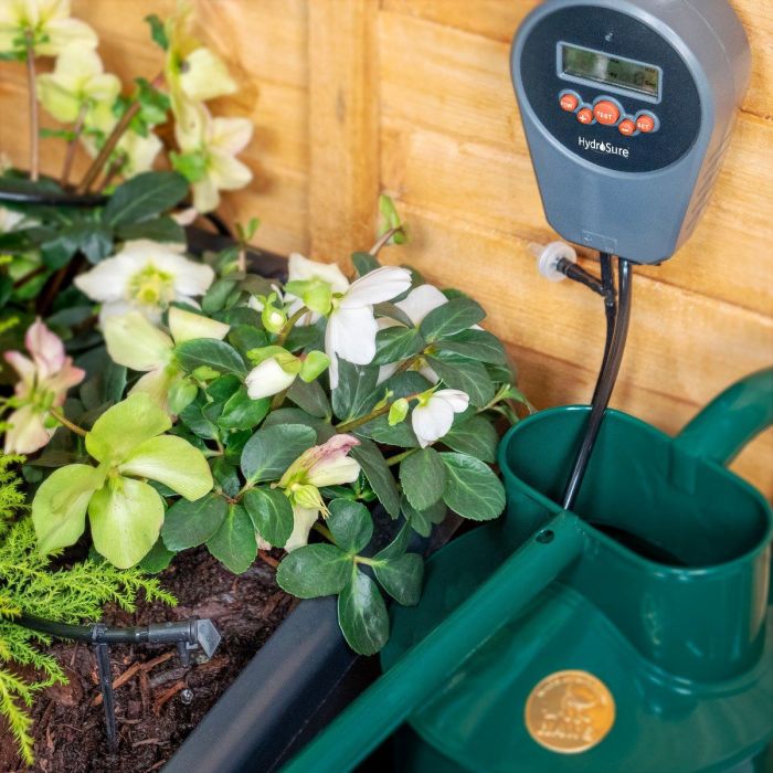 HydroSure 10-Pot Auto Drip Self Watering System. Install drippers up to 5 metres away from the pump. Perfect for house plants spaced out in your home.