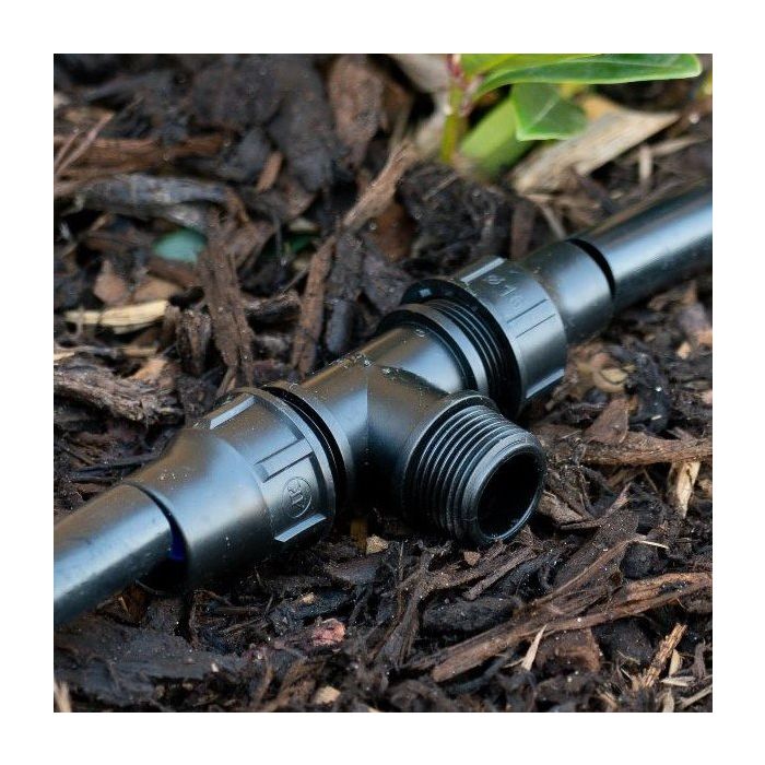 HydroSure Nut Lock Tee Connector with Male Thread for Micro Irrigation Systems 