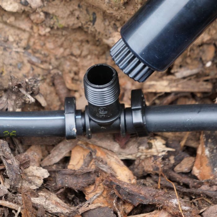 HydroSure Pro S Spray ½” Male Riser, Flush Cap, Check Valve and PRS30 – 4”. Use a pressure regulated pop up sprinkler to ensure consistent watering patterns. 