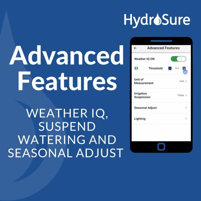 HydroSure Pro LC Wi-Fi Bridge Module, Use the weather suspend feature and seasonal adjust to adjust watering based on local weather.