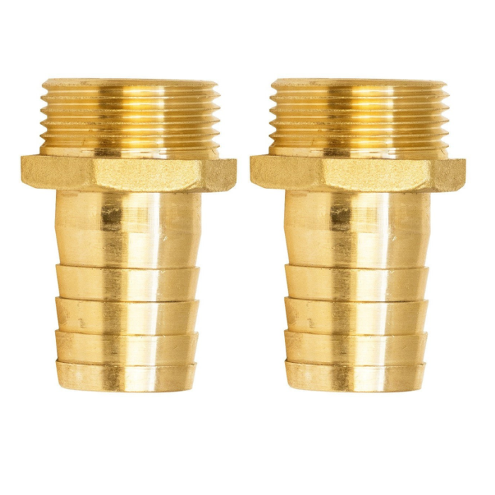 HydroSure Pack of Two - Brass Barbed Hose Tail 3/4" x 19mm