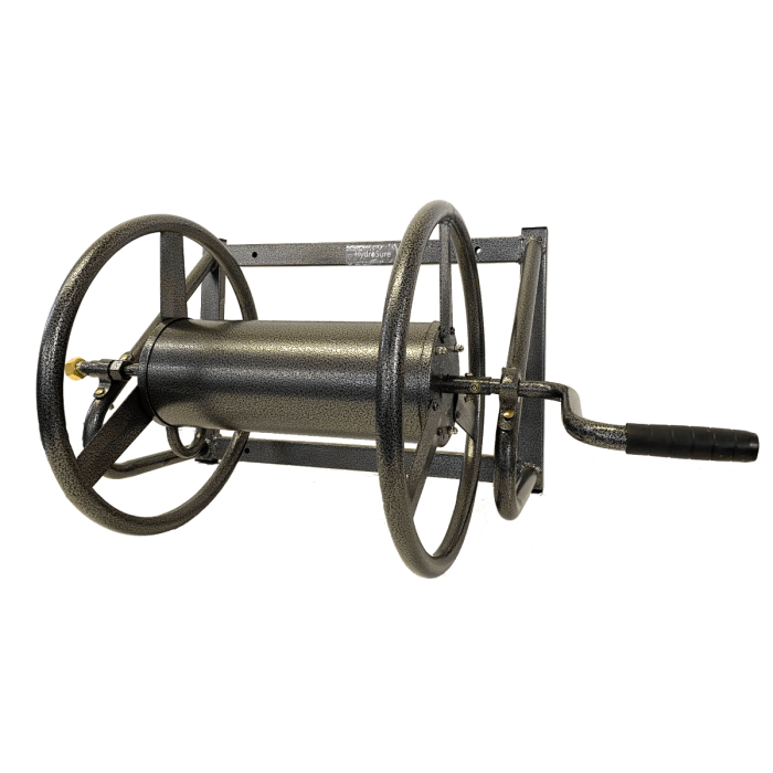 HydroSure 100m Heavy-Duty Wall-Mounted Hose Reel. A high-quality hose reel capable of storing up to 100m of heavy-weight hose pipe. Shop Now.