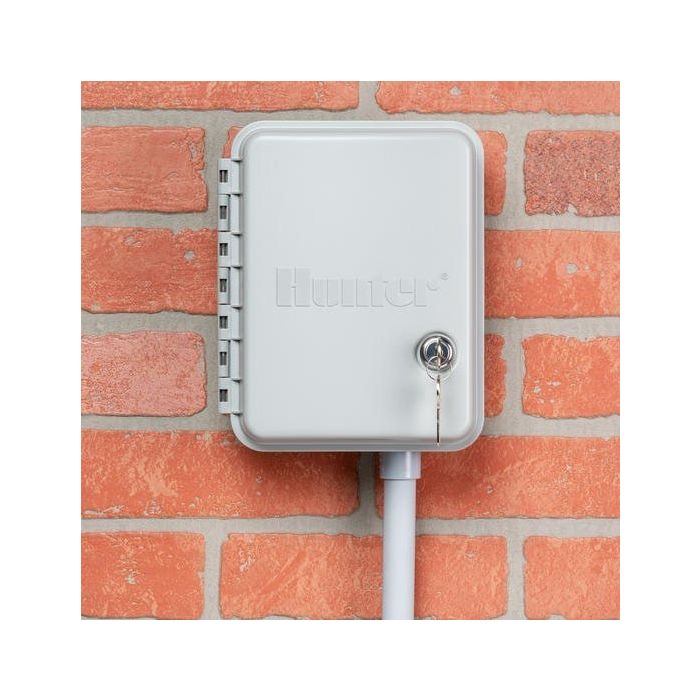 Hunter XC Hybrid 6 Station Outdoor Irrigation Controller. Allow cycle and soak time between watering cycles using the delay feature.