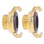 HydroSure Brass Claw Lock Male Threaded Coupling 3/4"/19mm - Pack of 2. Brass garden hose fitting with twist & lock connection. 