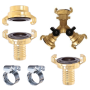 HydroSure Brass Claw Lock Water Distributor Set 19mm. Everything you need to divert the water flow from the tap and connect to 19mm hose pipes.