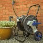 HydroSure Hose Reel Cart with 40m Hose - Black. Simply attach to the tap & install the connectors for a ready-to-use garden watering solution.