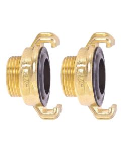 HydroSure Brass Claw Lock Male Threaded Coupling 3/4&quot;/19mm - Pack of 2. Brass garden hose fitting with twist &amp; lock connection. 