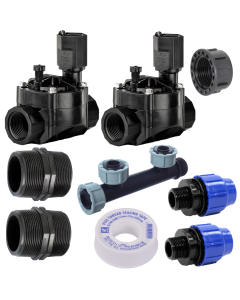 Rain Bird Irrigation Sprinkler Manifold &amp; HV Solenoid Valves – 2 Zone. An irrigation manifold with fittings complete with 2 best-selling Rain Bird Solenoid Valves.