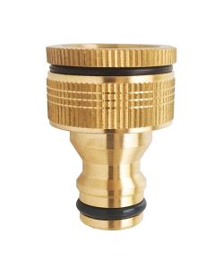 HydroSure Brass Quick Click Tap Connector 3/4&quot; (19mm) with Female 1/2&quot; (13mm) Adaptor. Brass hose adapters, next-day delivery.