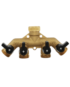 HydroSure Brass Four Way Water Distributor  3/4&quot; Female. HydroSure Brass System – Unrivalled Quality Designed for Strength and Long Life.
