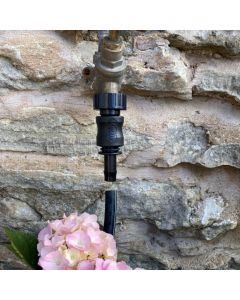HydroSure Quick Click to Barb Connector - 13mm - Black. Simple to install and remove. Join an irrigation system to the tap in a single step.