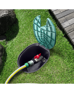 HydroSure Hydrant Valve Box. Featuring a dual lid design, the main lid enables full access to the tap valve whilst the secondary flap prevents dirt and debris from entering the valve box.