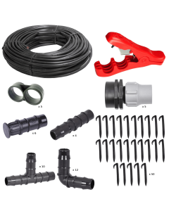 HydroSure Complete 50m 18mm Dripline Irrigation System. Everything you need to install a DIY Drip Line Irrigation System in your garden. Next-day delivery.