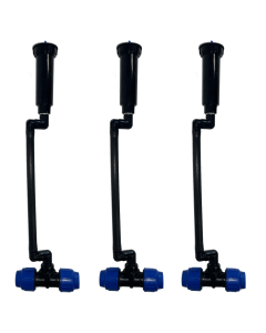 Pack of 3 HydroSure Pre-Assembled Sprinkler Spray Heads, Pipes and Fittings. Complete with built-in pressure regulation factory set to 2.8 bar.