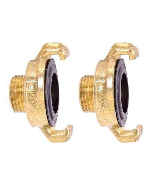 HydroSure Brass Claw Lock Male Threaded Coupling 1/2&quot;/13mm - Pack of 2