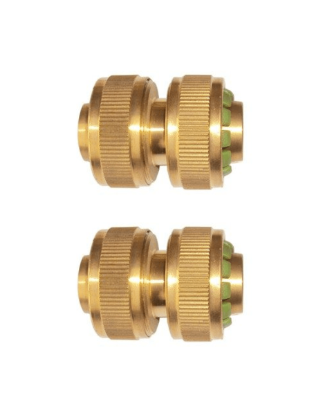 HydroSure Brass Hose Repair Connector 1/2&quot; (13mm) - Pack of 2