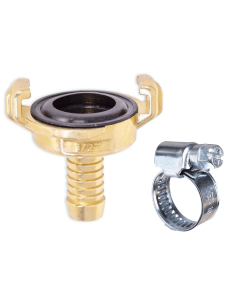 HydroSure Brass Claw Lock Hose Tail 1/2&quot;/13mm and Hose Clip