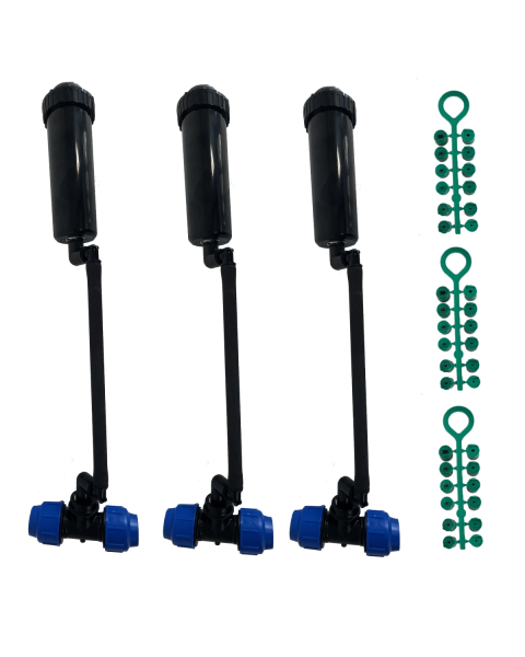Pack of 3 - HydroSure Pre-Assembled Rotor Sprinklers, Swing Pipes and Fittings